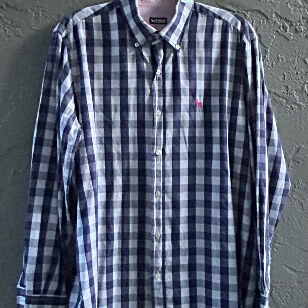 Del Toro Navy and White Plaid Casual Shirt